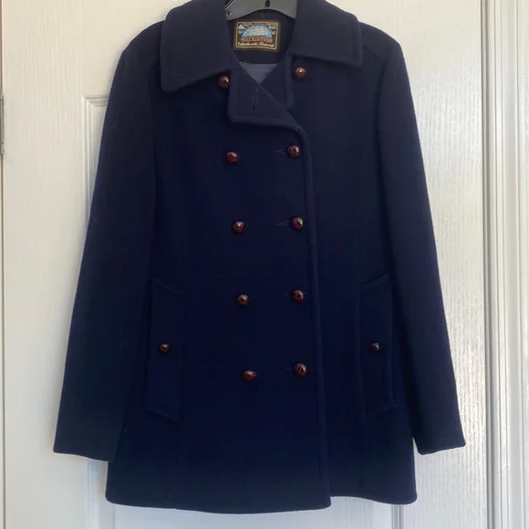 ジャケット・アウター MACKINTOSH ROTHES BACK TAB LONG PEA COAT Vintage Macintosh Women 4P Pure Wool Red Pea Coat Double